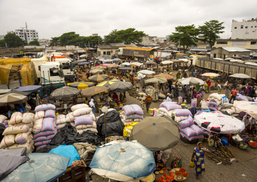 Benin, West Africa, Cotonou, dantokpa market aerial view
