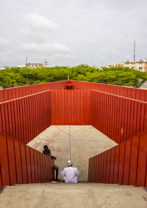 Benin, West Africa, Cotonou, red star square stairs