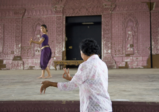 Cambodian dancers during a training session of the National ballet, Phnom Penh province, Phnom Penh, Cambodia