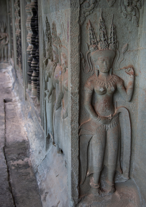 Khmer statue in Angkor wat, Siem Reap Province, Angkor, Cambodia