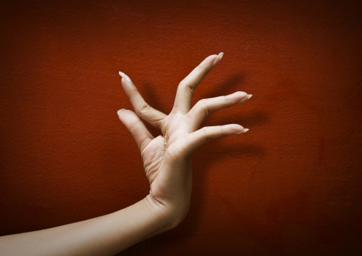 Cambodian dancer hand position during a training session of the National ballet, Phnom Penh province, Phnom Penh, Cambodia