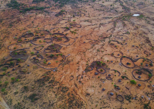 Aerial view of a Hamer tribe, Omo Valley, Turmi, Ethiopia