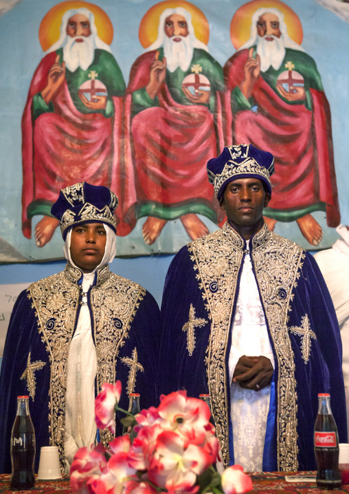 Portrait of newlyweds during an Ethiopian wedding in an orthodox church, Zway, Ethiopia