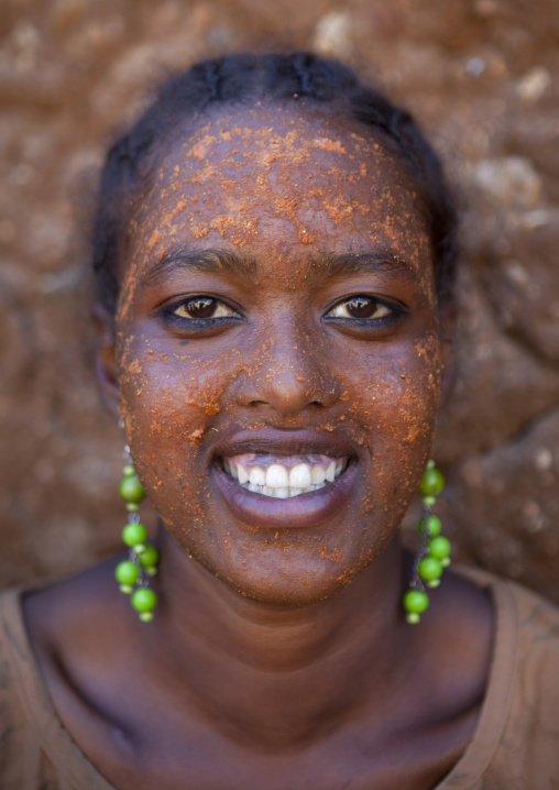 Portrait Of A Woman With Qasil On Her Face As Beauty Skin Care, Harar, Ethiopia