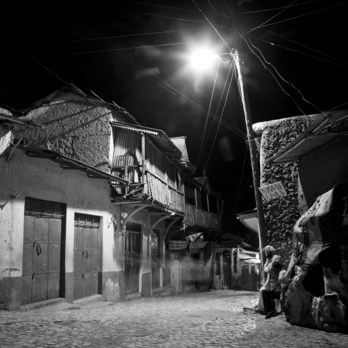 Night View Of A Narrow Street In The Old Town Of Harar, Ethiopia
