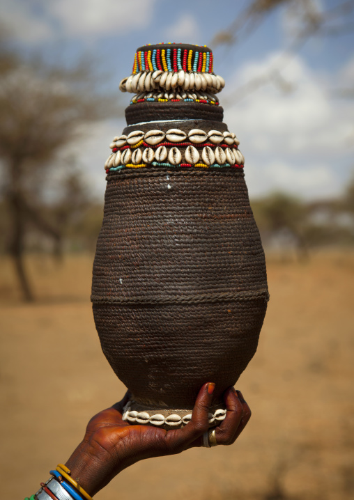 Close-up On A Decorated Jar Containing Butter To Be Offered To The Karrayyu Tribe Families For The Gadaaa Ceremony, Metahara, Ethiopia