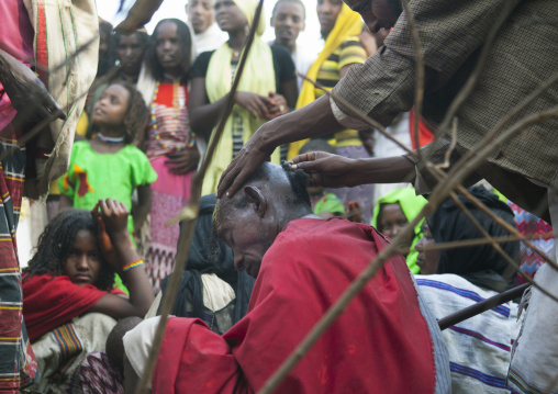 Abdicating Leader Of The Karrayyu Tribe Being Shaved During Gadaaa Ceremony, Metahara, Ethiopia