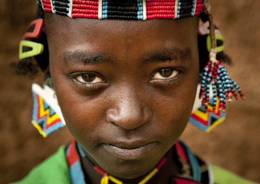 Beaded Jewels Young Banna Woman Portrait Key Afer Omo Valley Ethiopia