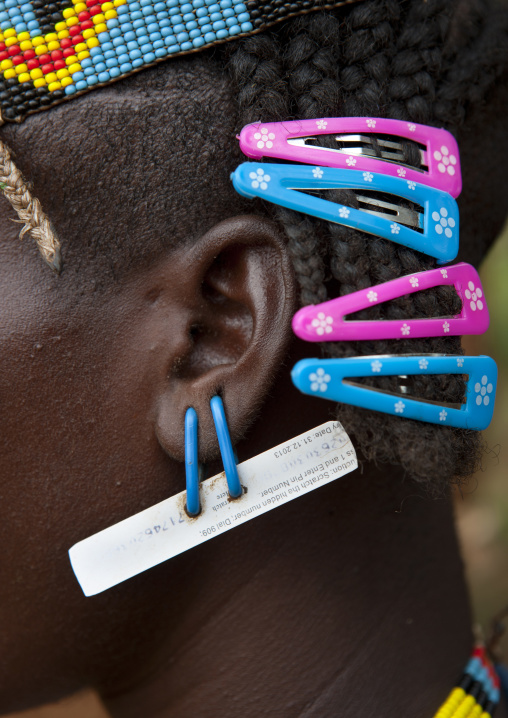 Detail Of Hair Clipped Braids Fashionable Mixed Styles Tribal Western Young Banna Man In Key Afer Omo Valley Ethiopia