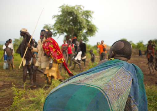 Bodi Men Walking And Child Kael New Year Ceremony Omo Valley Ethiopia