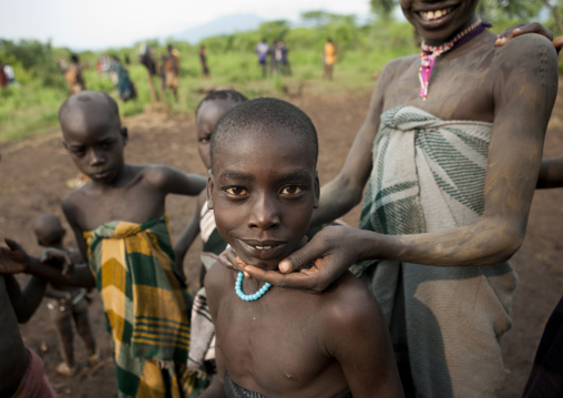 Smiling Boy Portrait At Bodi Tribe Kael New Year Ceremony Omo Valley Ethiopia