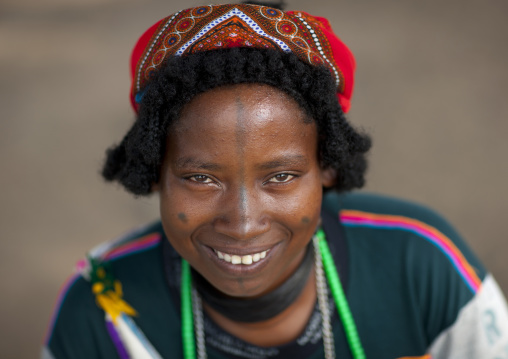Konso Woman Tattooed Face Smiling Portrait Ethiopia