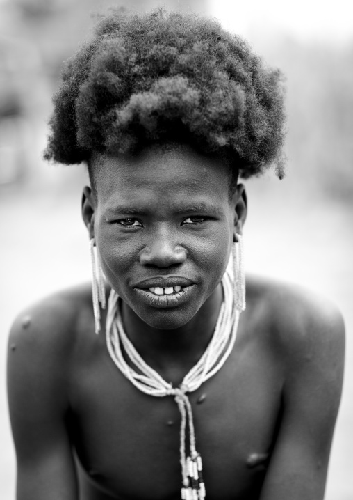 Hairy Dassanech Teenage Boy Portrait Omorate Ethiopia
