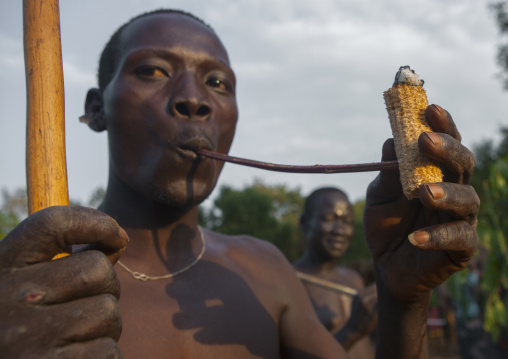 Majang Tribe Man Smoking For A Celebration, Kobown, Ethiopia