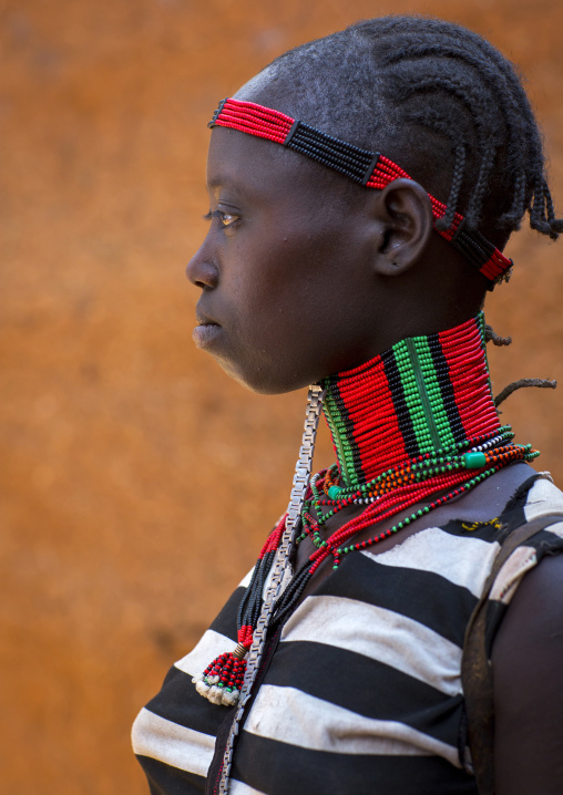 Hamer Tribe Girl In Traditional Outfit, Dimeka, Omo Valley, Ethiopia