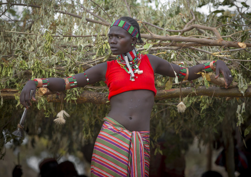 Bashada Tribe Woman During A Bull Jumping Ceremony, Dimeka, Omo Valley, Ethiopia