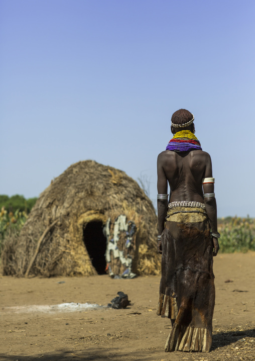 Portrait Of A Nyangatom Tribe Woman With Huge And Colourful Necklaces, Omo Valley, Kangate, Ethiopia