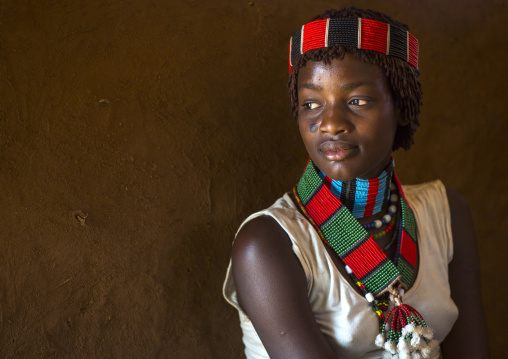 Hamer Tribe Woman In Traditional Outfit, Turmi, Omo Valley, Ethiopia