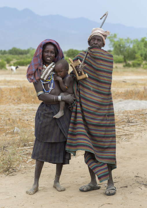 Erbore Tribe Parents With A Baby, Erbore, Omo Valley, Ethiopia