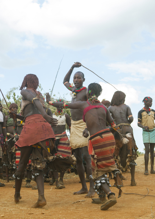 Bashada Tribe Women Whipped During A Bull Jumping Ceremony, Dimeka, Omo Valley, Ethiopia