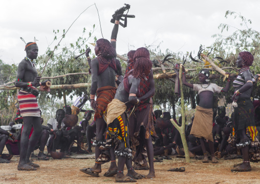 Bashada Tribe Women Whipped During A Bull Jumping Ceremony, Dimeka, Omo Valley, Ethiopia