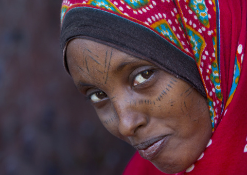Afar Tribe Woman With Scarifications On Her Face, Assaita, Afar Regional State, Ethiopia