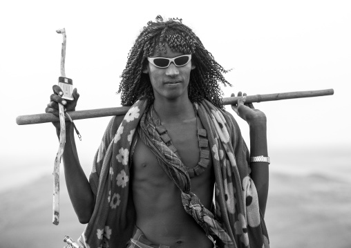Afar Tribe Man Alone Along A Road, Assayta, Ethiopia