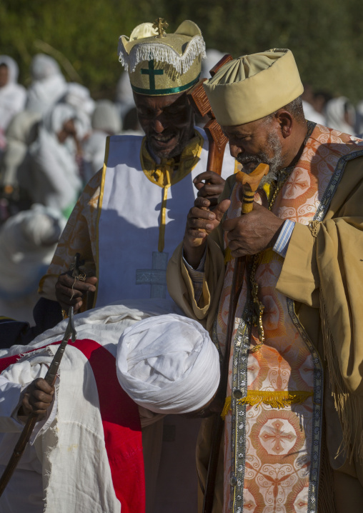 Ethiopian Orthodox Priest Celebrating The Colorful Timkat Epiphany Festival, Lalibela, Ethiopia