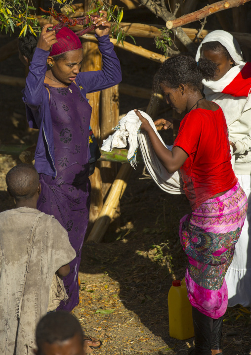 Holy Water Sprayed Onto The Crowd Attending Timkat Celebrations Of Epiphany, Lalibela, Ethiopia