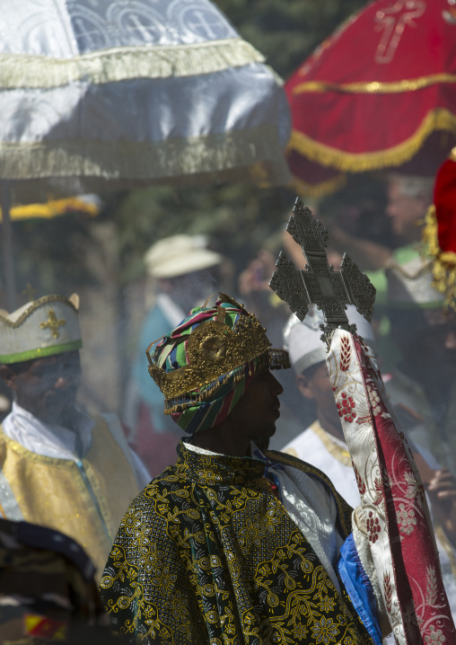 Ethiopian Orthodox Priests Celebrating The Colorful Timkat Epiphany Festival, Lalibela, Ethiopia