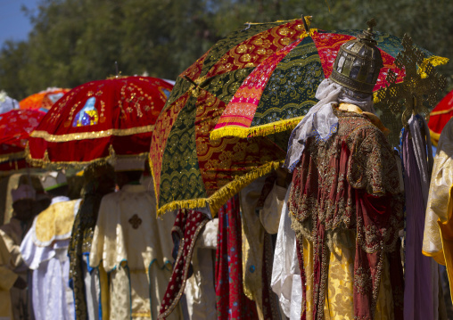 Ethiopian Orthodox Priest Procession Celebrating The Colorful Timkat Epiphany Festival, Lalibela, Ethiopia