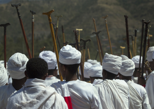 Ethiopian Orthodox Priests Celebrating The Colorful Timkat Epiphany Festival, Lalibela, Ethiopia