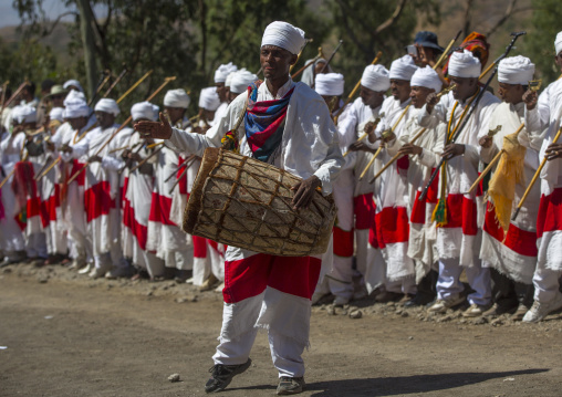 Ethiopian Orthodox Priests Celebrating The Colorful Timkat Epiphany Festival, Lalibela, Ethiopia