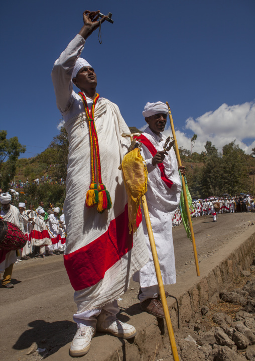 Ethiopian Orthodox Priests Celebrating The Colorful Timkat Epiphany Festival, Lalibela, Ethiopia