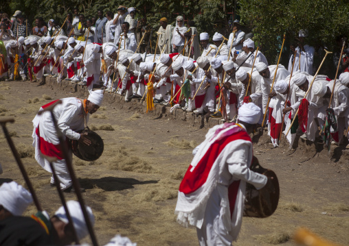 Ethiopian Orthodox Priests Celebrating The Colorful Timkat Epiphany Festival, Lalibela, Ethiopia