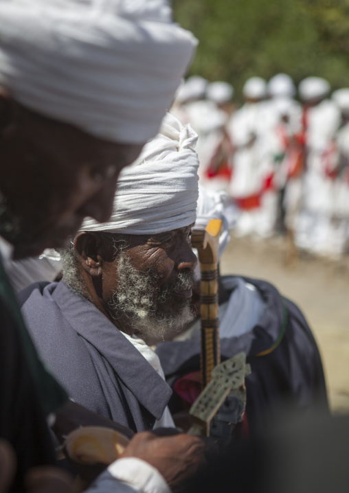 Ethiopian Orthodox Priest Procession Celebrating The Colorful Timkat Epiphany Festival, Lalibela, Ethiopia