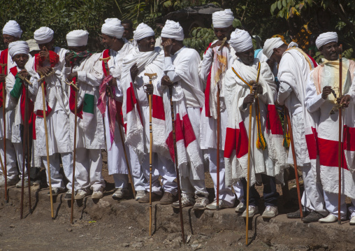 Ethiopian Orthodox Priests Celebrating The Colorful Timkat Epiphany Festival, Lalibela, Ethiopia