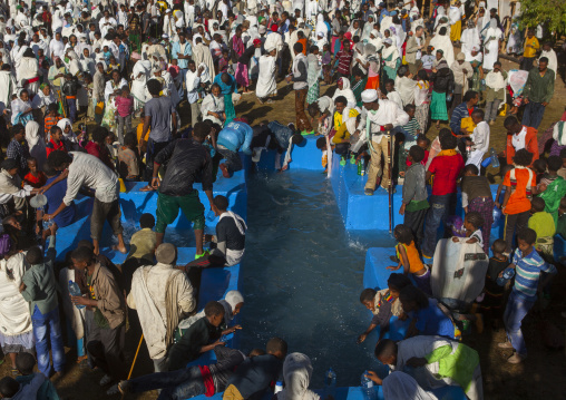 Holy Water Sprayed Onto The Crowd Attending Timkat Celebrations Of Epiphany, Lalibela, Ethiopia