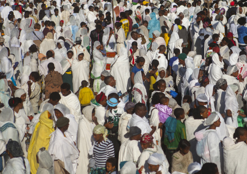 Holy Water Sprayed Onto The Crowd Attending Timkat Celebrations Of Epiphany, Lalibela, Ethiopia