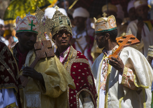 Ethiopian Orthodox Priests Celebrating The Colorful Timkat Epiphany Festival, Lalibela, Ethiopia