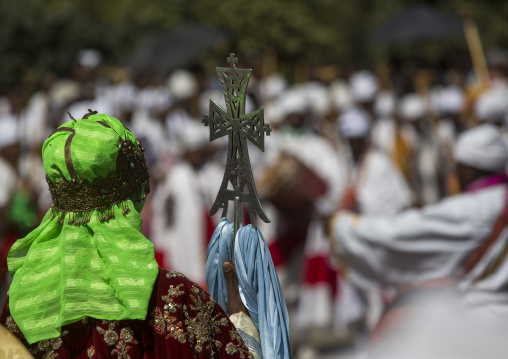 Ethiopian Orthodox Priest Holding A Cross During The Colorful Timkat Epiphany Festival, Lalibela, Ethiopia