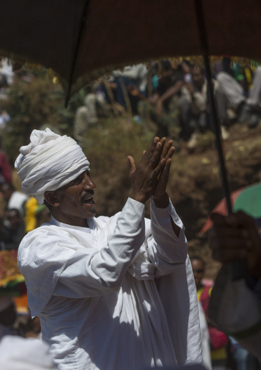 Ethiopian Orthodox Priests Celebrating The Colorful Timkat Epiphany Festival, Lalibela, Ethiopia