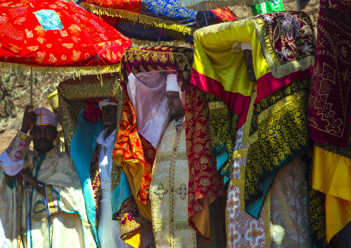 Ethiopian Orthodox Priests Celebrating The Colorful Timkat Epiphany Festival, Lalibela, Ethiopia