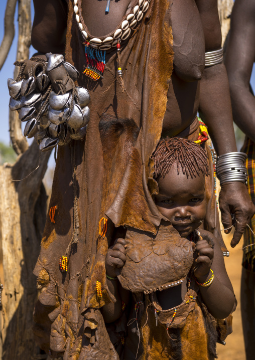 Mother And Baby Of The Hamer Tribe, In Traditional Outfit, Turmi, Omo Valley, Ethiopia