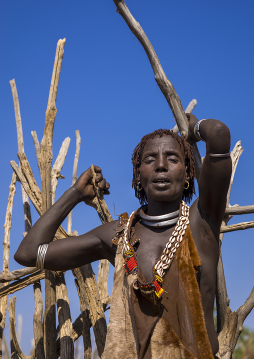 Widow During A Mourning Ceremony In Hamer Tribe, Turmi, Omo Valley, Ethiopia
