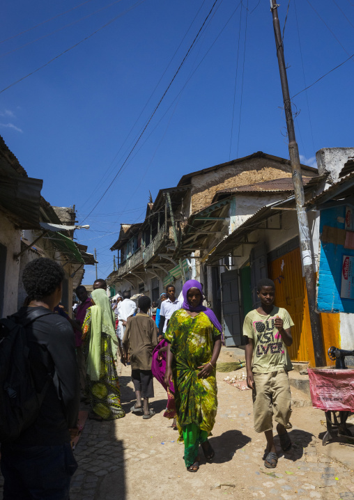 People Walking In The Narrow Streets Of The Old Town, Harar, Ethiopia