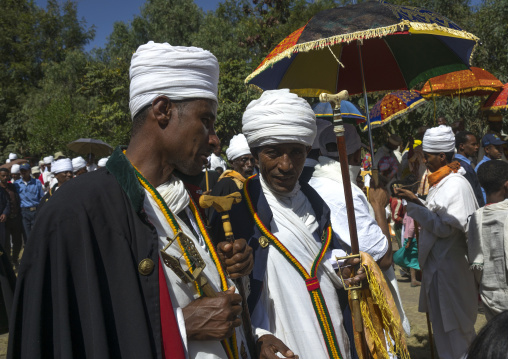 Ethiopian Orthodox Priest Procession Celebrating The Colorful Timkat Epiphany Festival, Lalibela, Ethiopia