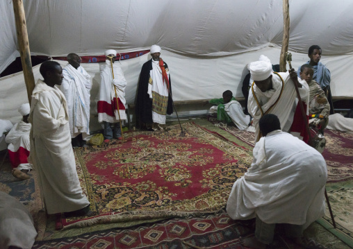 Priest Resting Under A Tent During Timkat Festival, Lalibela, Ethiopia