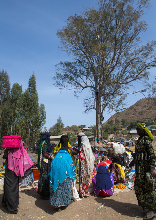 Women in burqa on a market, Oromo, Sambate, Ethiopia