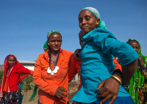 Oromo women with maria theresa thalers necklaces, Oromo, Sambate, Ethiopia